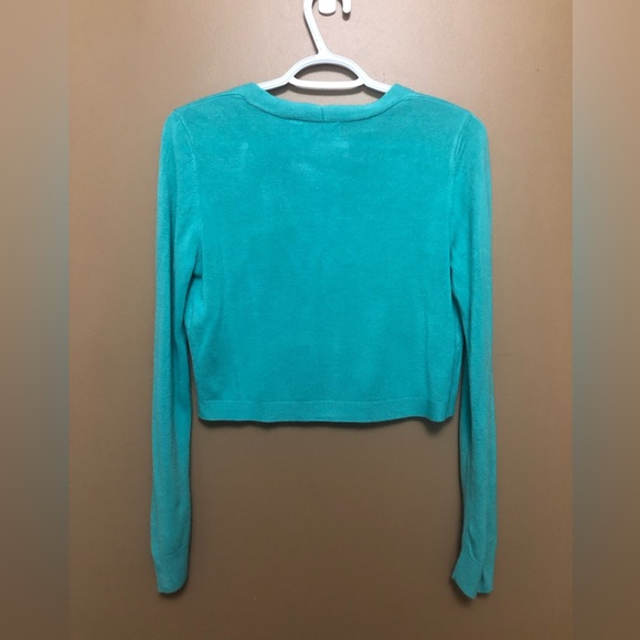 Only Aqua Green Cropped Long Sleeve Cardigan - Picture 2 of 6